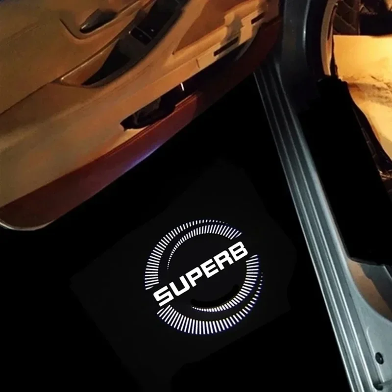 Фото 2 шт. для Skoda Superb 2 MK2 Superb 3 2009-2024, автомобильные светодиодные проекторы логотипа в двери, аксессуары №2