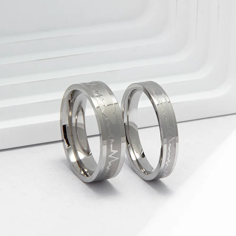 Лидер продаж новое кольцо из нержавеющей стали с электрокардиограмой