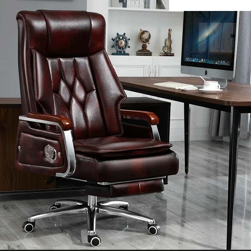 Leather Massage Comfort Lumbar Support Nordic Office Chair Recliner Home Lounge Chaise Bureau Home Supplies