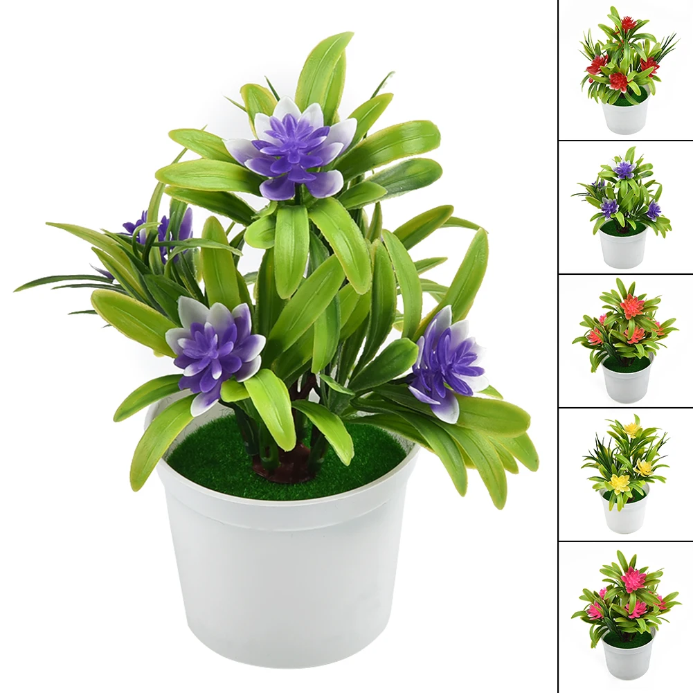 

Artificial Flowers Plant Pot Fake Lotus Flowers Potted Outdoor Home Office Garden-Table Decoration Gift Room Ornament Bonsai