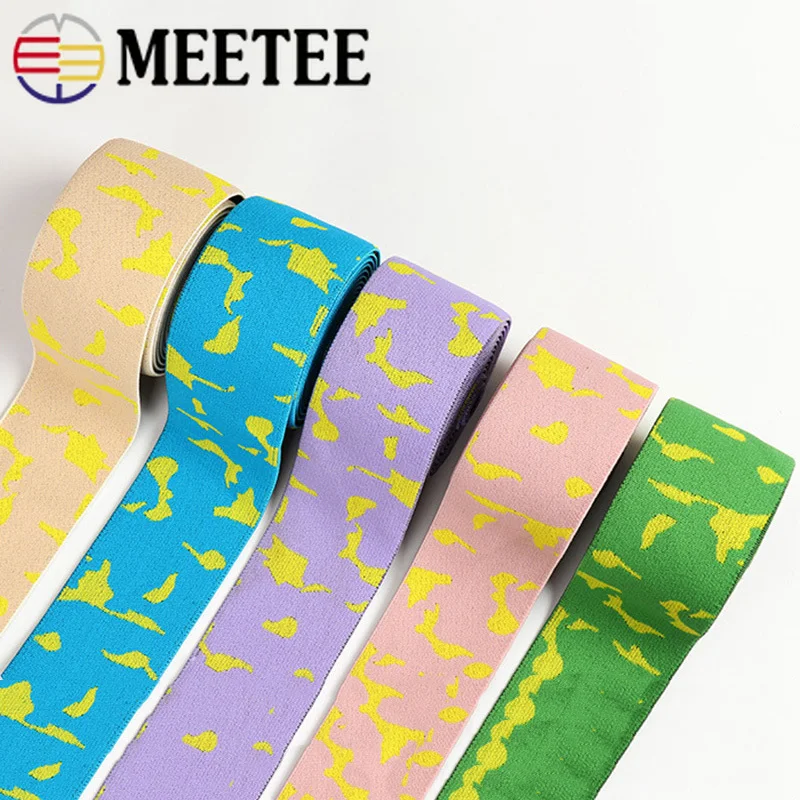 

5/10Meters Meetee 50mm Jacquard Elastic Band Nylon Stretch Ribbon for Underwear Waistband DIY Garment Dresses Sewing Accessories