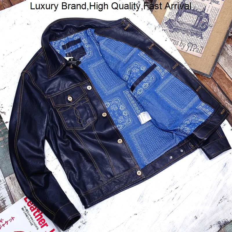 

soft Light fold import sheep skin head layer leather garment embroidery bags cowboy