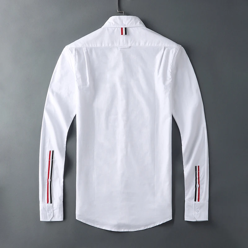 

TB THOM Shirts Business Casual Stripes At Cuffs Design Turn-down Collar Blouse High Quality Cotton Oxford TB Mens Shirts