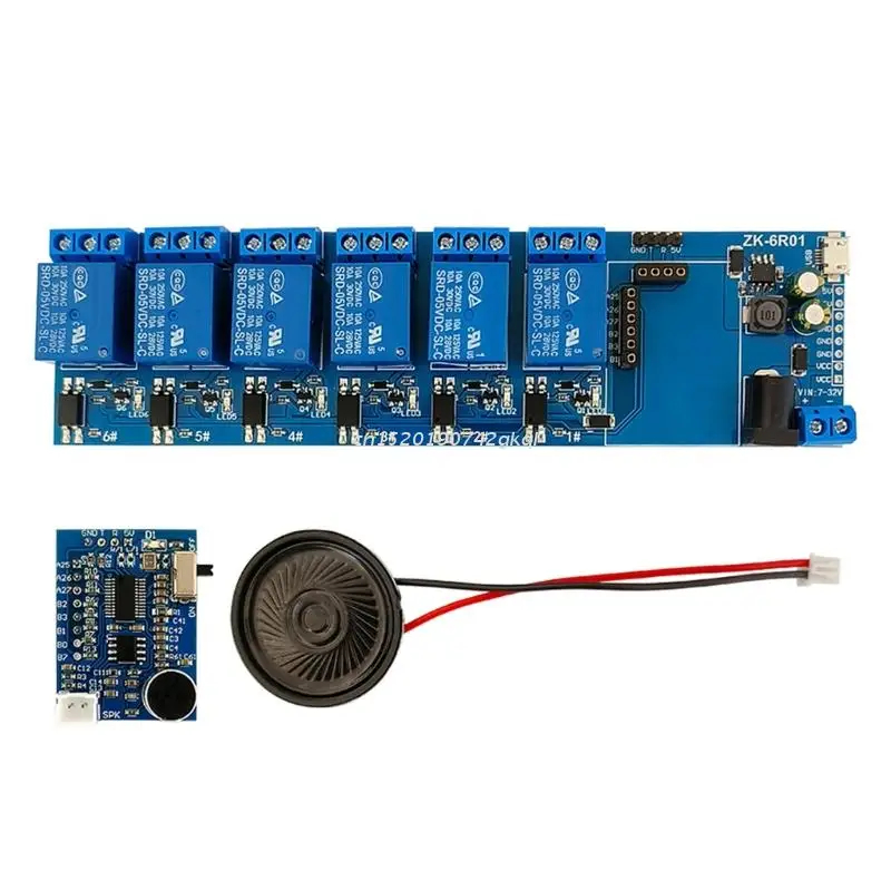 

High Accuracy Voice Speech Recognition Module 6 Channel Relay- Module Voice Control Board Lightweight for Household DIY