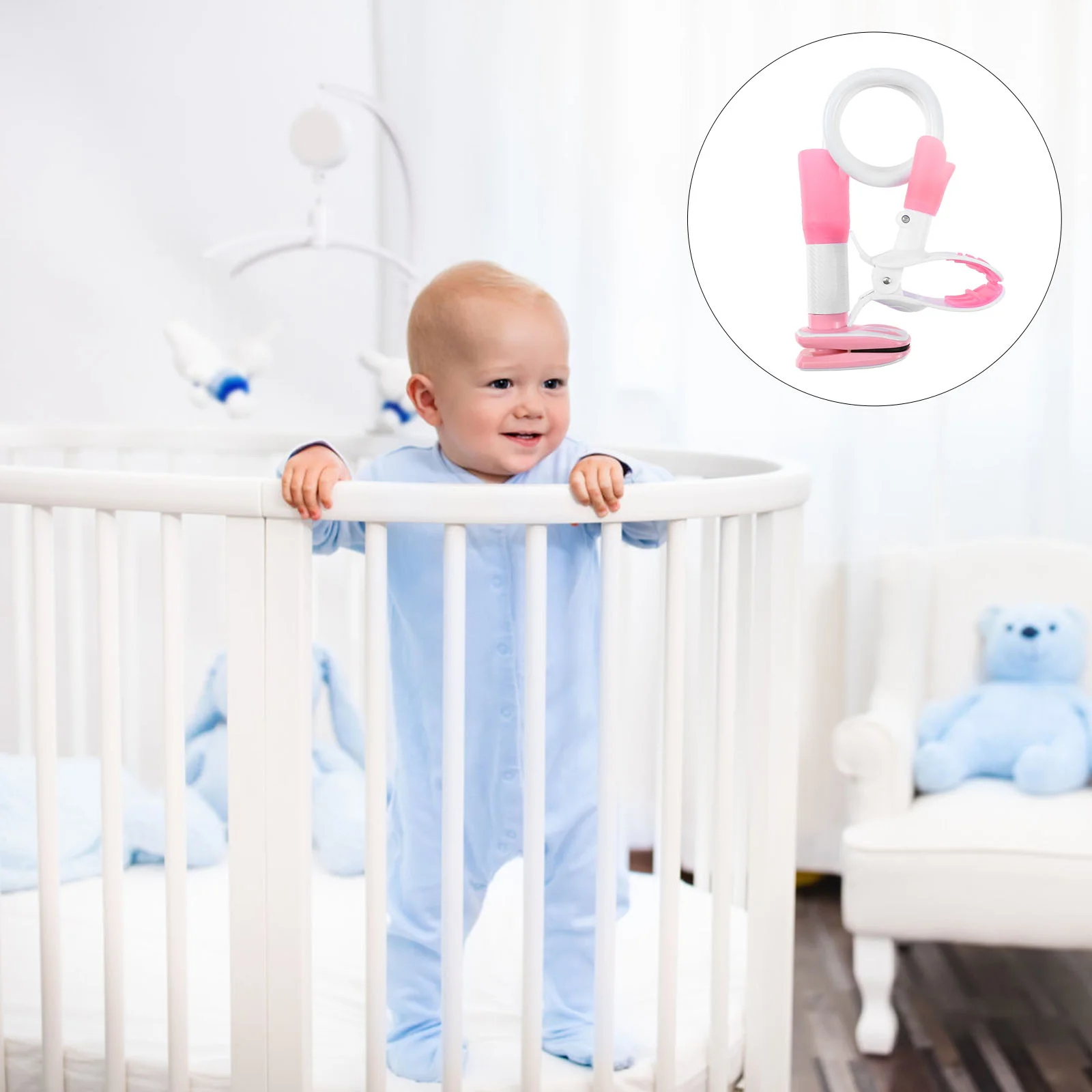 

Drink Holder Stroller Crib Bottle Feeding Baby Milk Hands Free Twin Infant Rotating