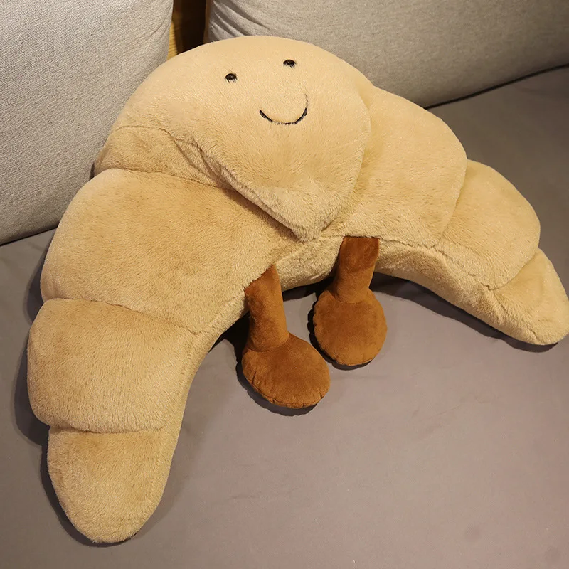 

36cm Ins Girl Heart Smile Croissant Long Plush Pillow Bedside Triangle Cushion Large Backrest Pillow Bedroom