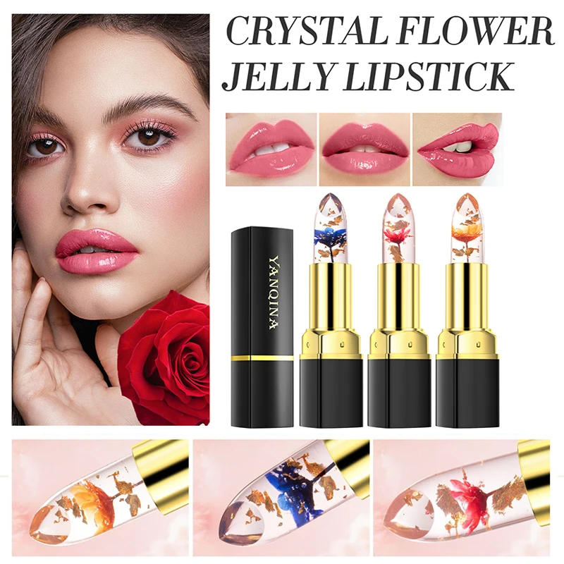 

Moisturizing Temperature Color Changing Jelly Flower Lip Balm Lip Tint Natural Long Lasting Base Makeup Transparent Lipstick