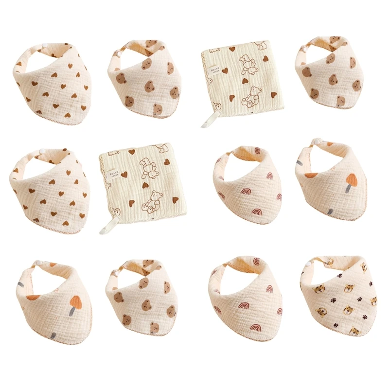 

2PCS Feeding Bib Soft Burp Cloth Bandana Square Wash Cloth High Absorb Baby Bibs
