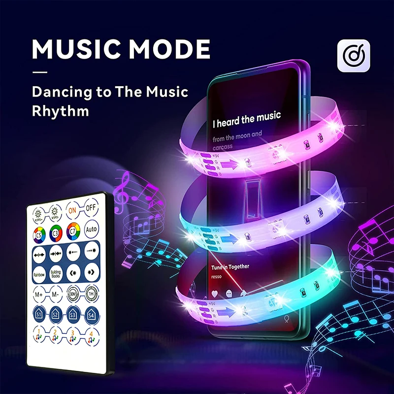 Светодиодная лента 1-30 м USB Bluetooth управление через приложение 5050 RGB |