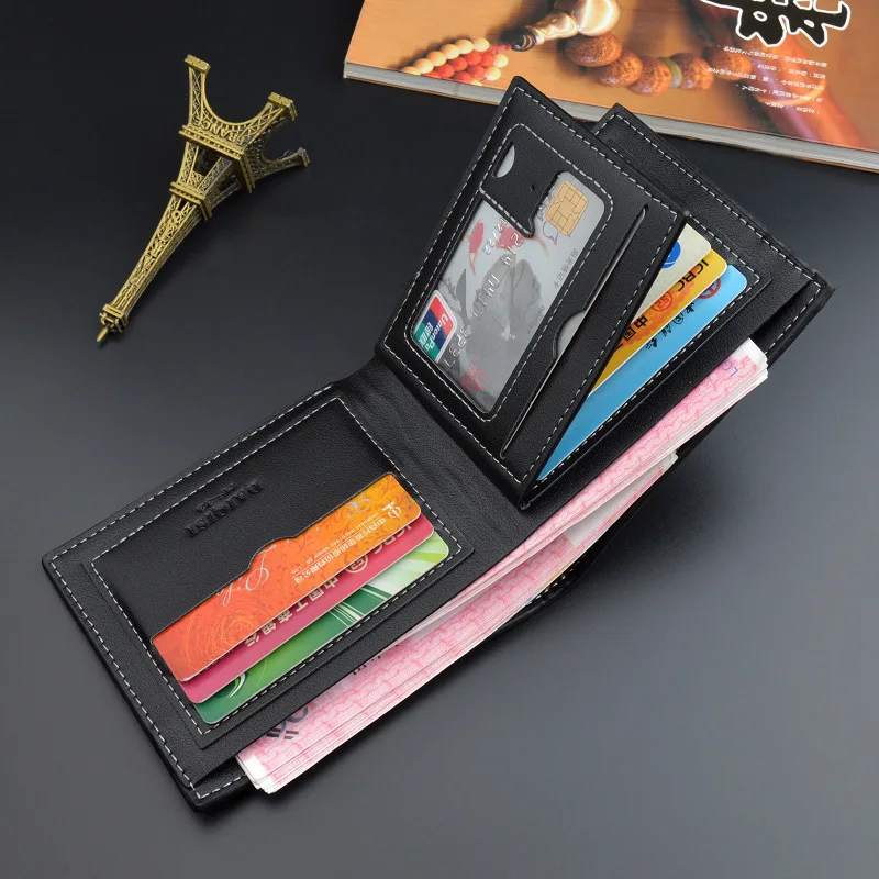 New Hot Men PU Leather Wallets Men Short Design Causal Purses Male Folding Wallet Coin Card Holders High Quality Slim Money Bag