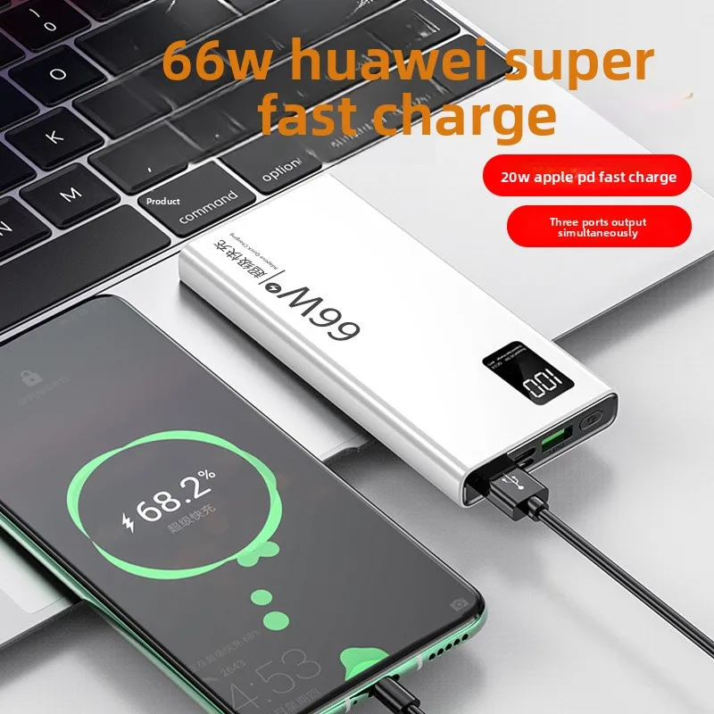 Фото Портативное зарядное устройство (Power Bank) 2026 года, большая емкость 20000 мАч, 66 Вт, для iPhone, Samsung, Xiaomi, быстрая зарядка, со светодиодным индикатором №2