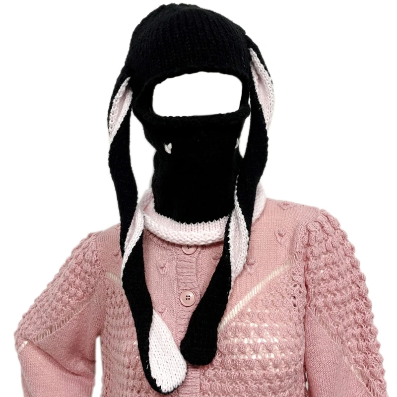 

Winter Knitted Hat For Home Knitted Rabbit Gifts Neck Warmer Hat Adults Kids