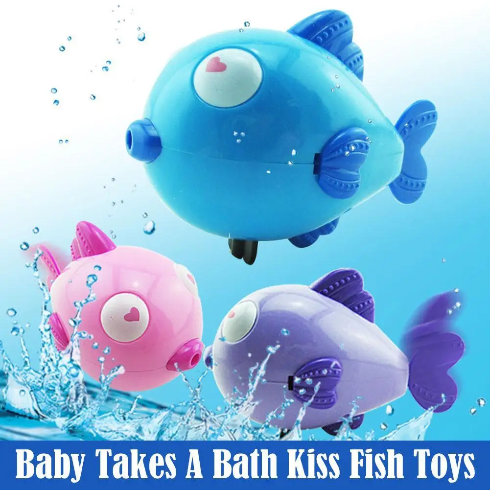 

1Pc Baby Bath Kiss Fish Toys Cute Swimming Pool Beach Classic Chain Clockwork Water Toy For Kids Funny Water Playing Toys