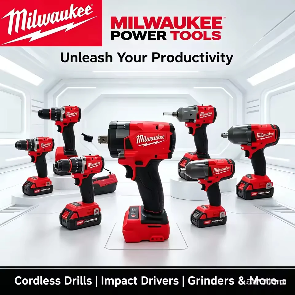 Фото 100% Оригинальный набор Milwaukee M18: ударный гайковерт для шин, угловая шлифмашина и полировальная машина, отрезная пила, электрическая ударная дрель с аккумулятором 18В. №5