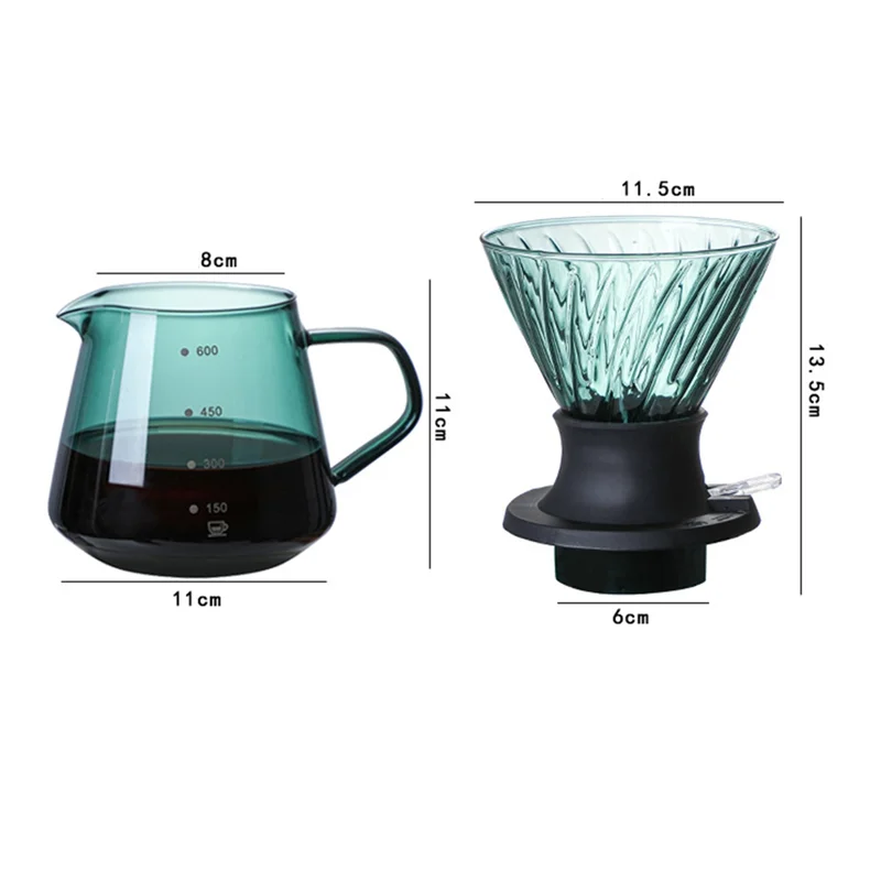 

600ML Immersion Dripper Switch Glass for V60 Pour over Coffee Maker V Shape Drip Coffee Dripper and Filters Transparent