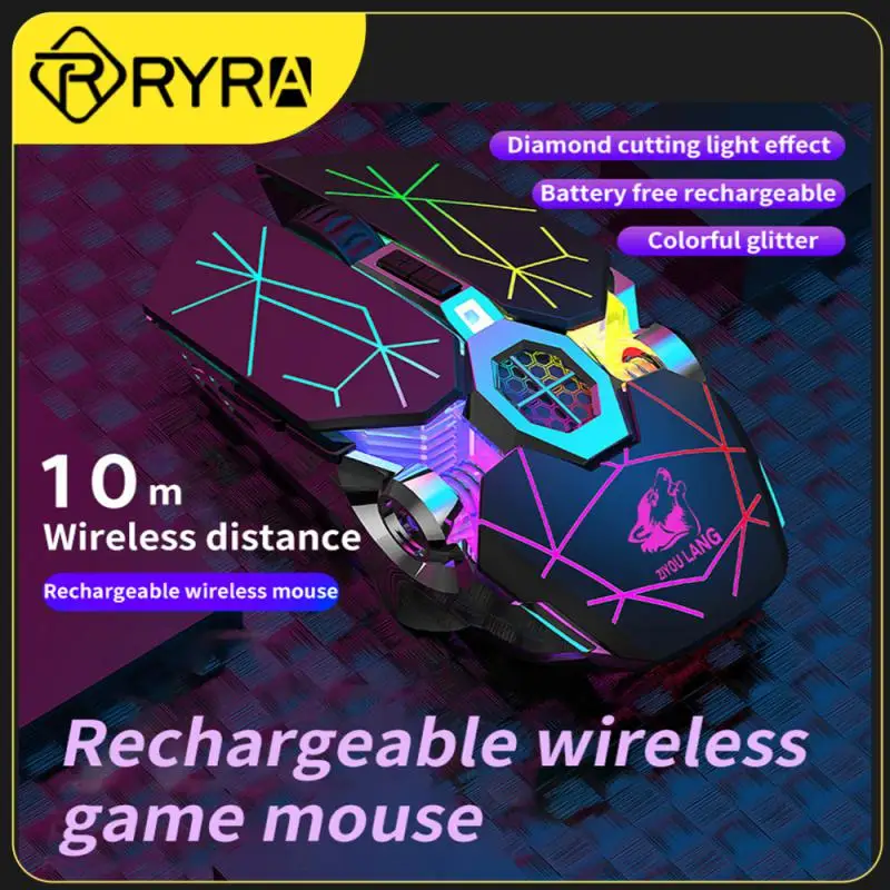 RYRA Free Wolf X13 wireless charging game mouse mute water-cooled Luminous 2.4G USB Wireless Mouse Portable Mouse