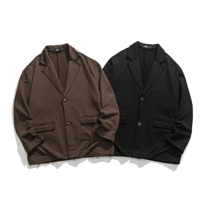 

2023 Unisex Clothing Solid Color Loose Casual Jacket Spring Autumn Warm Jacket Men's Fashion Street 100% Pure Cotton Knitted Top
