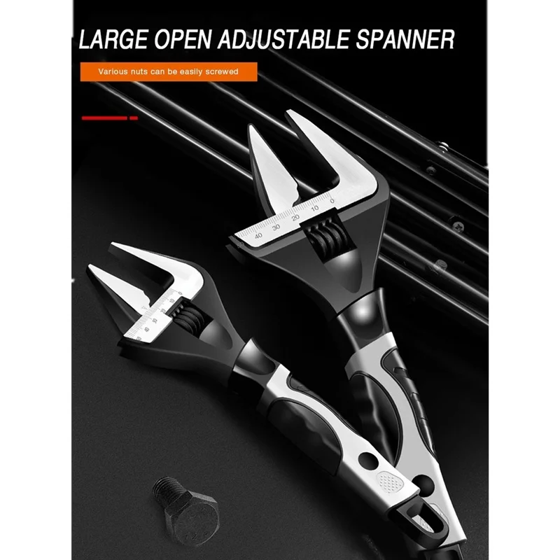 Adjustable Wrench Universal Spanner CR-V Steel Household Enlarge Open Bathroom Wrench Key Nut Wrench Plumbing Repair Tool