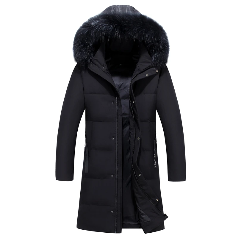 

Real Fur Collar Winter Thick Down Jacket Men Fashion Warm Long Parka Hight Quality Winter 90% White Duck Down Coat Men Ocercoat