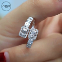 aazuo 18k pure white gold real diamonds 0 5ct fairy luxury square open ring gifted for women luxury engagement party anniversary