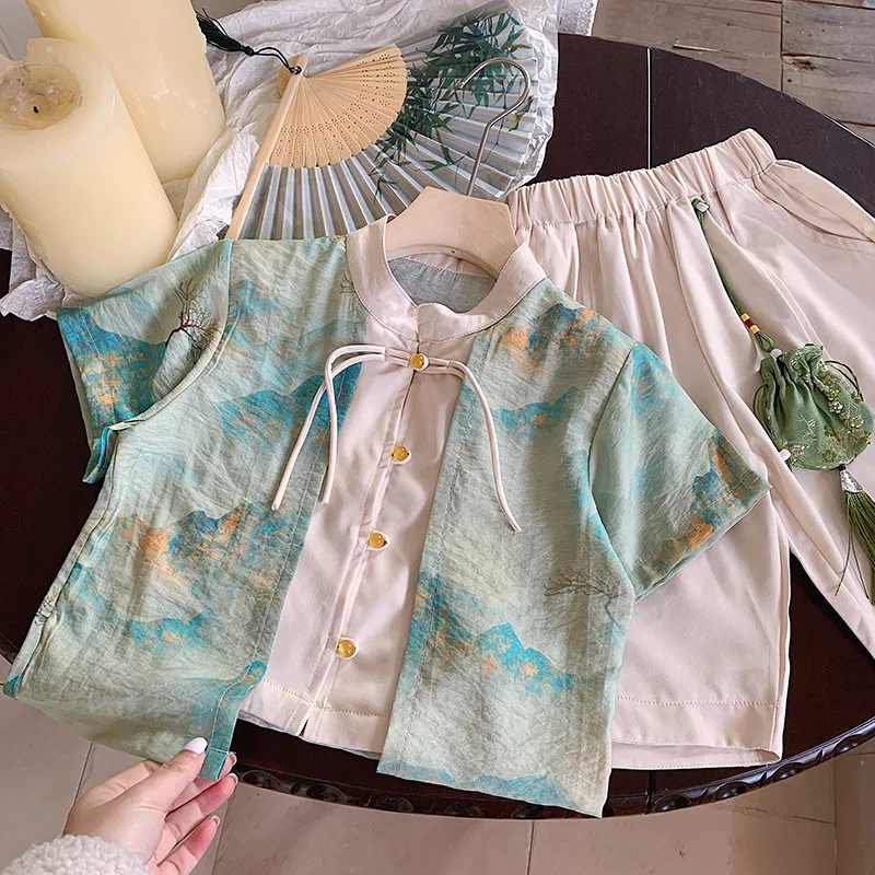 Аксессуары для мальчиков летняя новая детская одежда из двух предметов модная