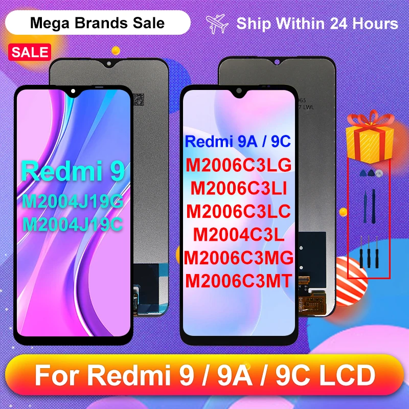 

ЖК-дисплей 6,53 дюйма для Xiaomi Redmi 9A 9C M2006C3MG, сенсорный экран для Redmi 9 LCD M2004J19G, дисплей M2006C3LI M2006C3LG, запасные части