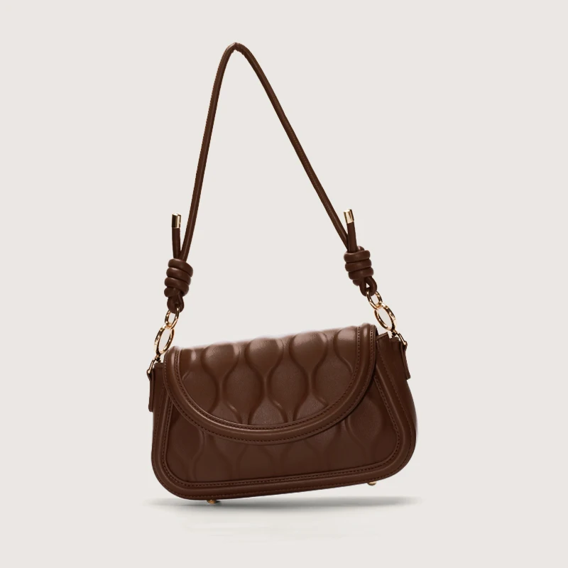 

Advanced chocolate underarm bag 2022 spring fashion embossed small square bag personalized knotted single shoulder messenger bag