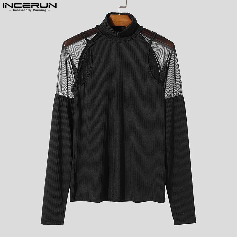 INCERUN мужские повседневные футболки с длинными рукавами 2024 простые элегантные
