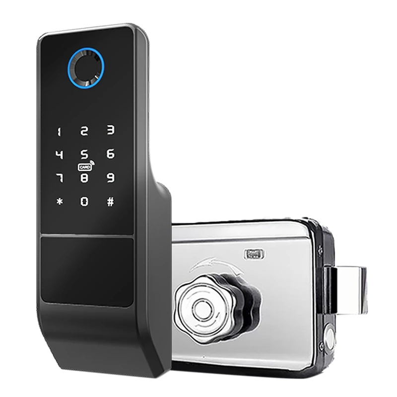 

Bluetooth APP Smart Door Lock Digital Password Fingerprint Electronic Rim Lock For Outdoor Iron Gate Door