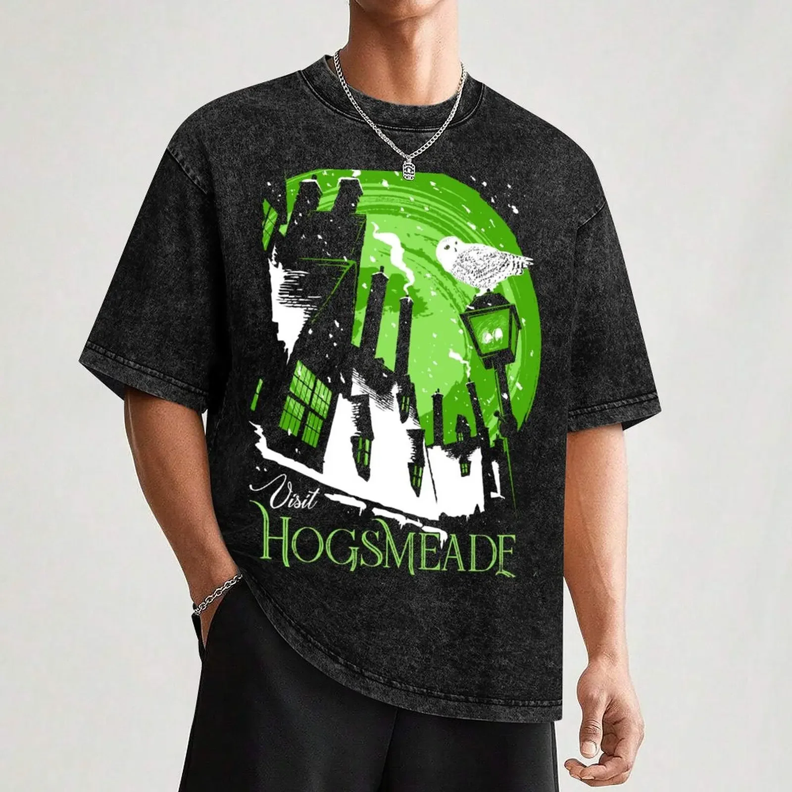 Футболка Visit Hogsmeade (зеленая) для любителей спорта большие размеры одежда больших