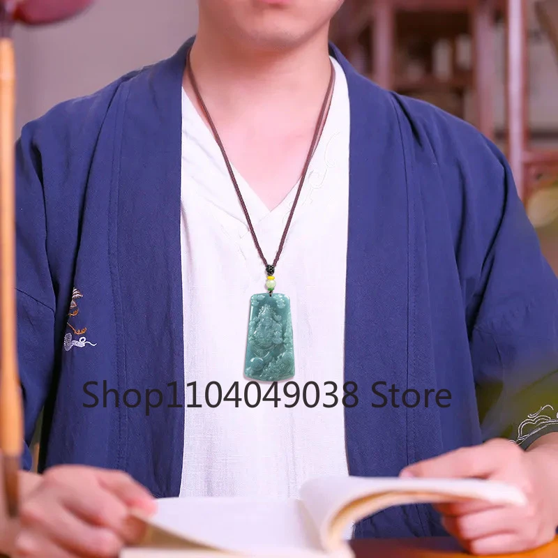 Натуральный жадеит голубая вода подвеска в виде дракона Tengyu Бог богатства