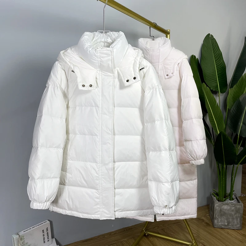 2022 New Down Jacket Women's Hooded Korean Version Loose Fashion Bread Clothes All-Match Thick White Duck Down Warm Coats Female
