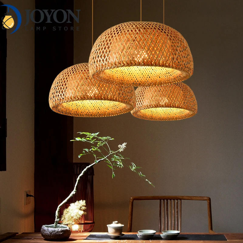 

Vintag Light Loft Style Pendant Light Fixtur Bulb Socket E27 Bamboo Hanging Room Lamp Kitchen Dine Light Lamp Loft Decor