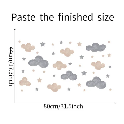 Акварельные наклейки на стену с облаками и звездами для детской комнаты, спальни, декоративные настенные наклейки, ПВХ наклейки на стену, обои для украшения дома