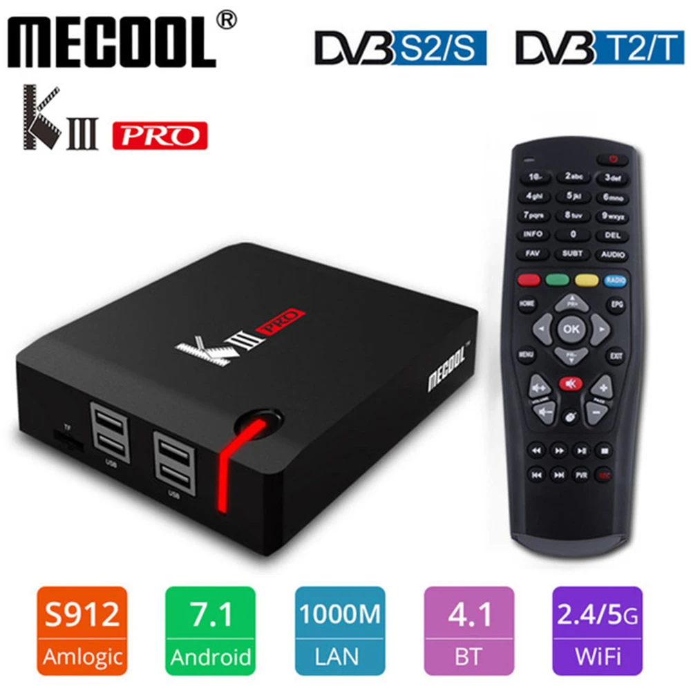 

KIII Pro Mecool DVB-S2 T2 Android Satellite TV Box Internet 3G 16G Amlogic S912 Octa Core 4K H.265 Dual Band WiFi BT 4.0