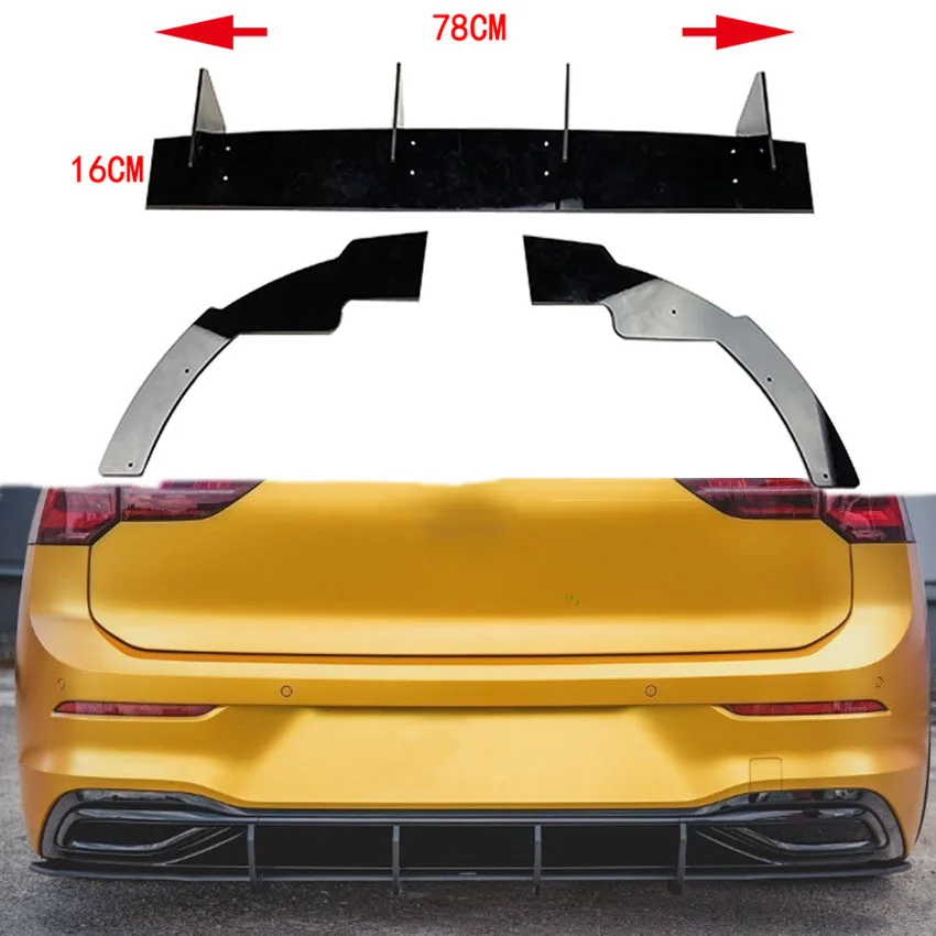 

MK8 Car Rear Diffuser Lip and Rear Side Separator Black for Volkswagen Golf 8 Pro Golf MK8 2021 ABS Car Rear Bumper Lip Diffuser