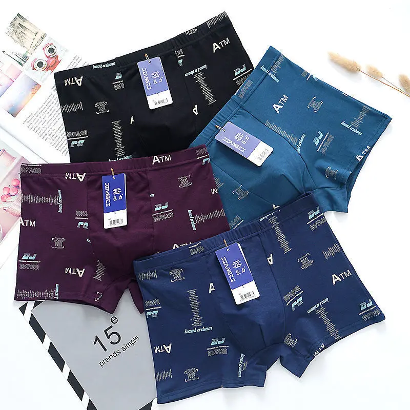 Men's Underwear Four Corner Boxing Pants Short Pure Cotton Flat Corner Youth Breathable Shorts Moisture Sensitive Sexy Underwear