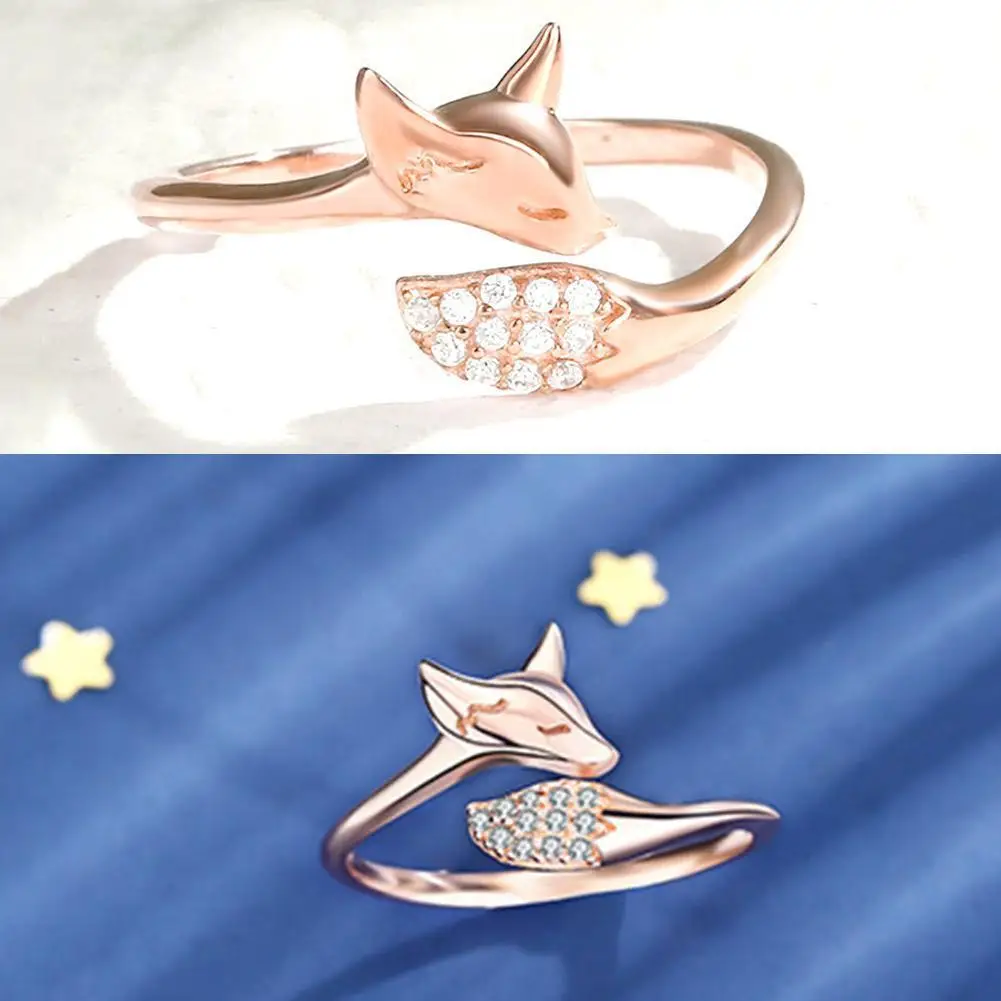 

Fox Animal Shaped Rose Gold Rings For Women Fashion Cute Female Crystal Ring Jewelry Romantic Ladies Party Jewelry Gifts 20 Z3t2