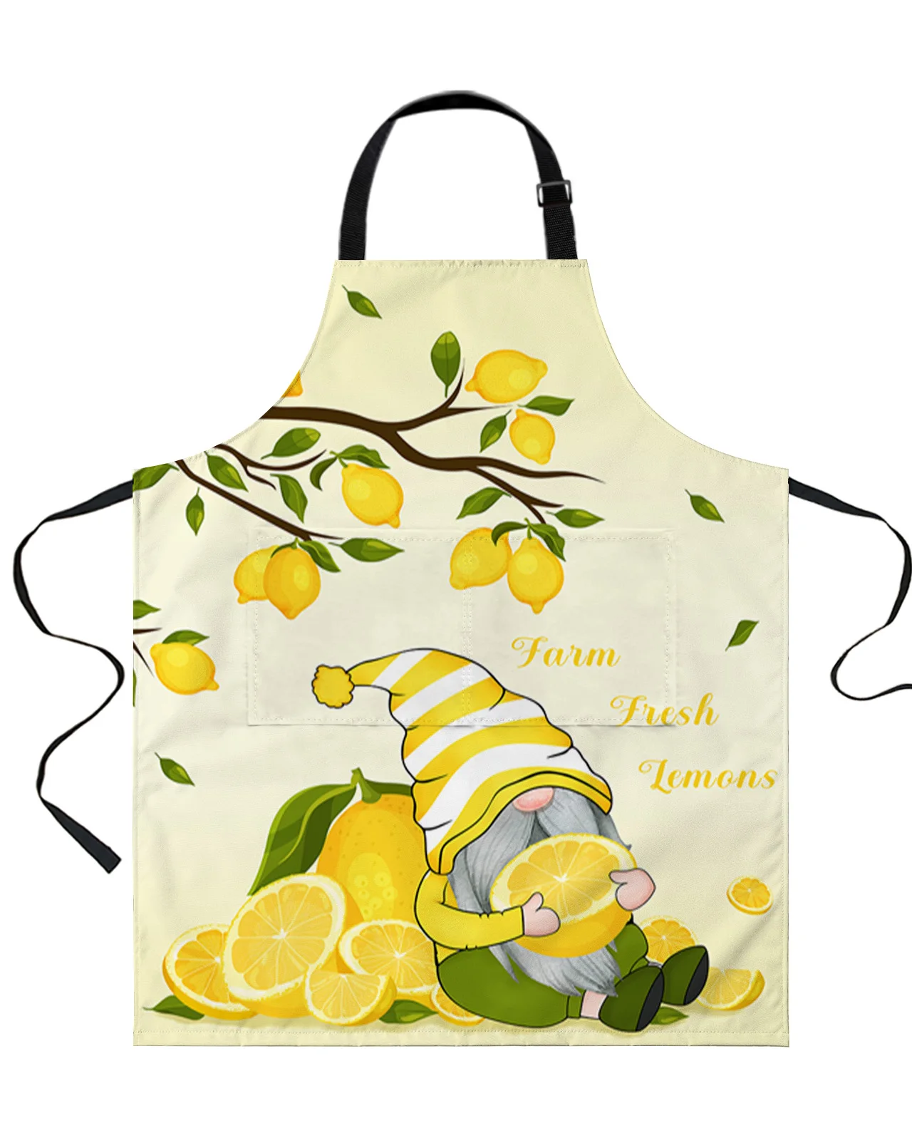 

Фартук с лимонным деревом и гномом, водонепроницаемый, без рукавов, с защитой от жира, полезная одежда для кухни, дома, ресторана, работы, для мужчин и женщин, на лето