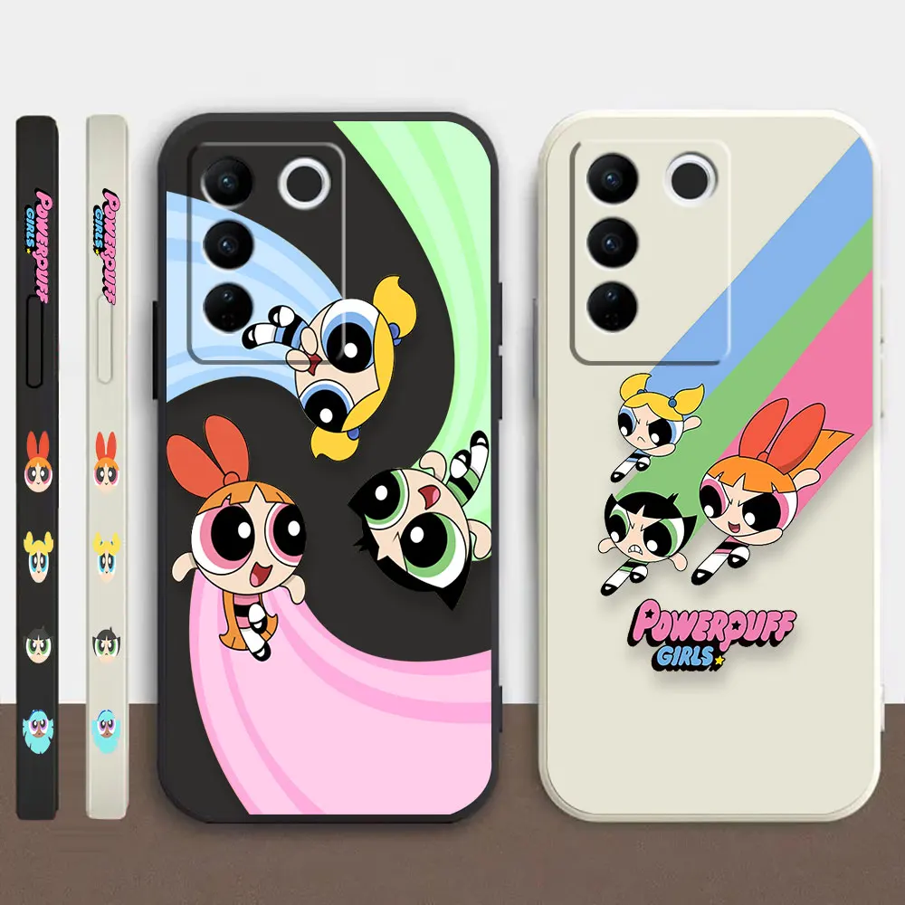

Case For VIVO S1 S5 S6 S7 S9 S9E S12 S15 S16E T1 T2X V15 V21 PRO 5G Colour Simple Liquid Silicone Case Cute The Powerpuff Girls