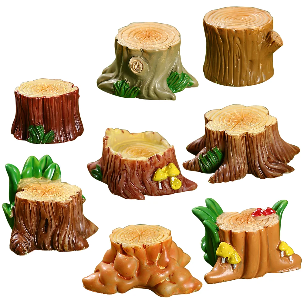 

Tree Stump Decor Garden Fairy Accessories Landscape Mini Miniature Trunk Micro Model Decoration Statue Figurines Bonsai