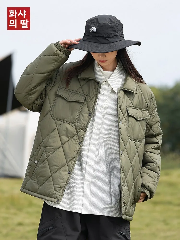 Стеганая куртка с ромбами мужские осенние и зимние повседневные свободные