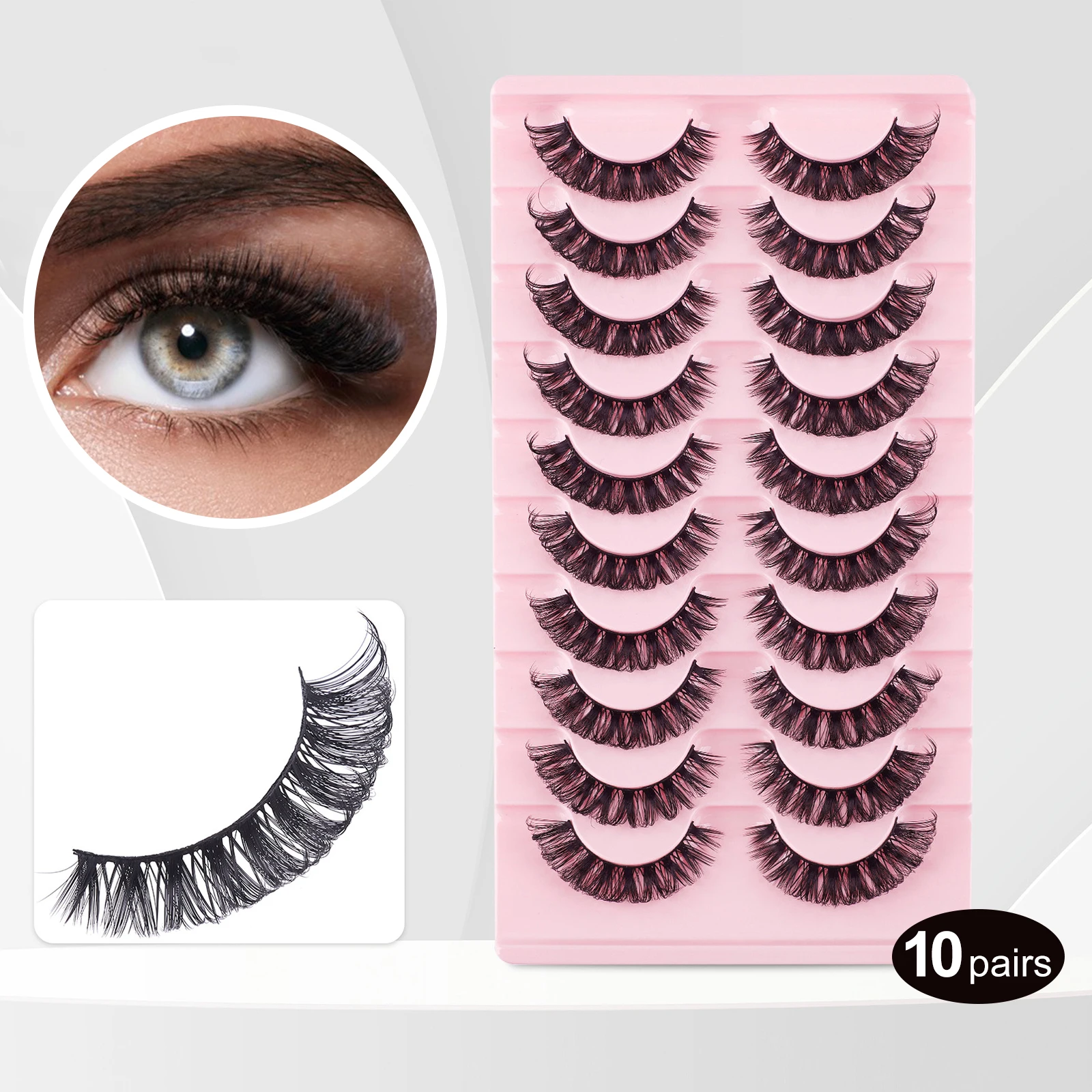 

NEW 10 Pairs DD Curl Mink Eyelashes Fluffy Lashes Dramatic Messy Short False Eyelashes Makeup Russian Strip Fake Eyelashes
