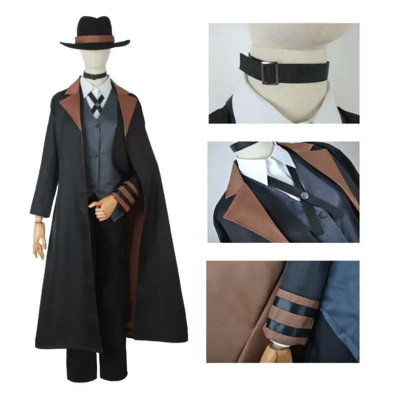 Bungou Stray Dogs Pria Wanita Nakahara Chuuya Kostum Косплей Topi Парик Celana Jaket Sarung Tangan Perempuan Setelan Pakaian Anime