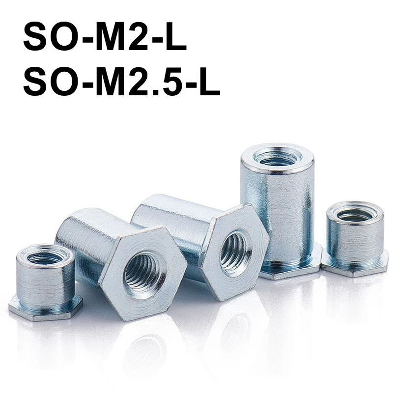

SO-M2-L And SO-M2.5-L Through thread standoffs Carbon steel zinc plated Press riveting stud