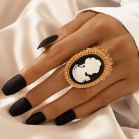 rings trend 2022 wo mens finger ring gold human head relief lady ring retro light luxury ring stainless steel rings woman horse