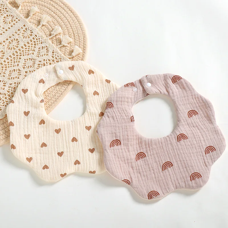 

Baby Feeding Bibs 360 Degree 6 Layers Cotton Yarn Petal Infants Lace Saliva Towel Newborn Toddler Soft Cotton Burp Cloth Kid Bib