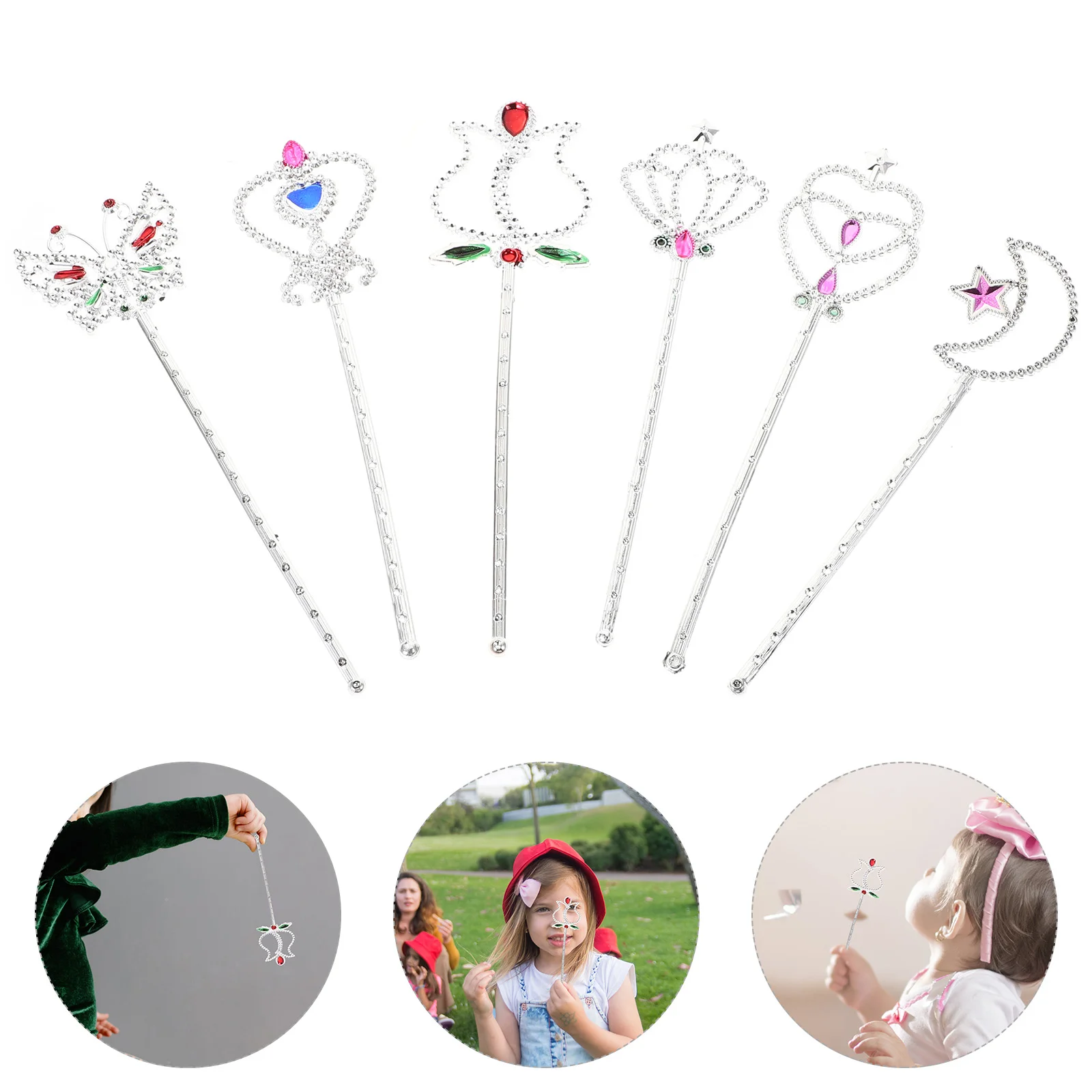 

Wand Fairy Wands Party Costume Scepter Accessories Sticks Girls Favors Kids Toy Women Prince Up Star Dress King Angel Tiara Kit