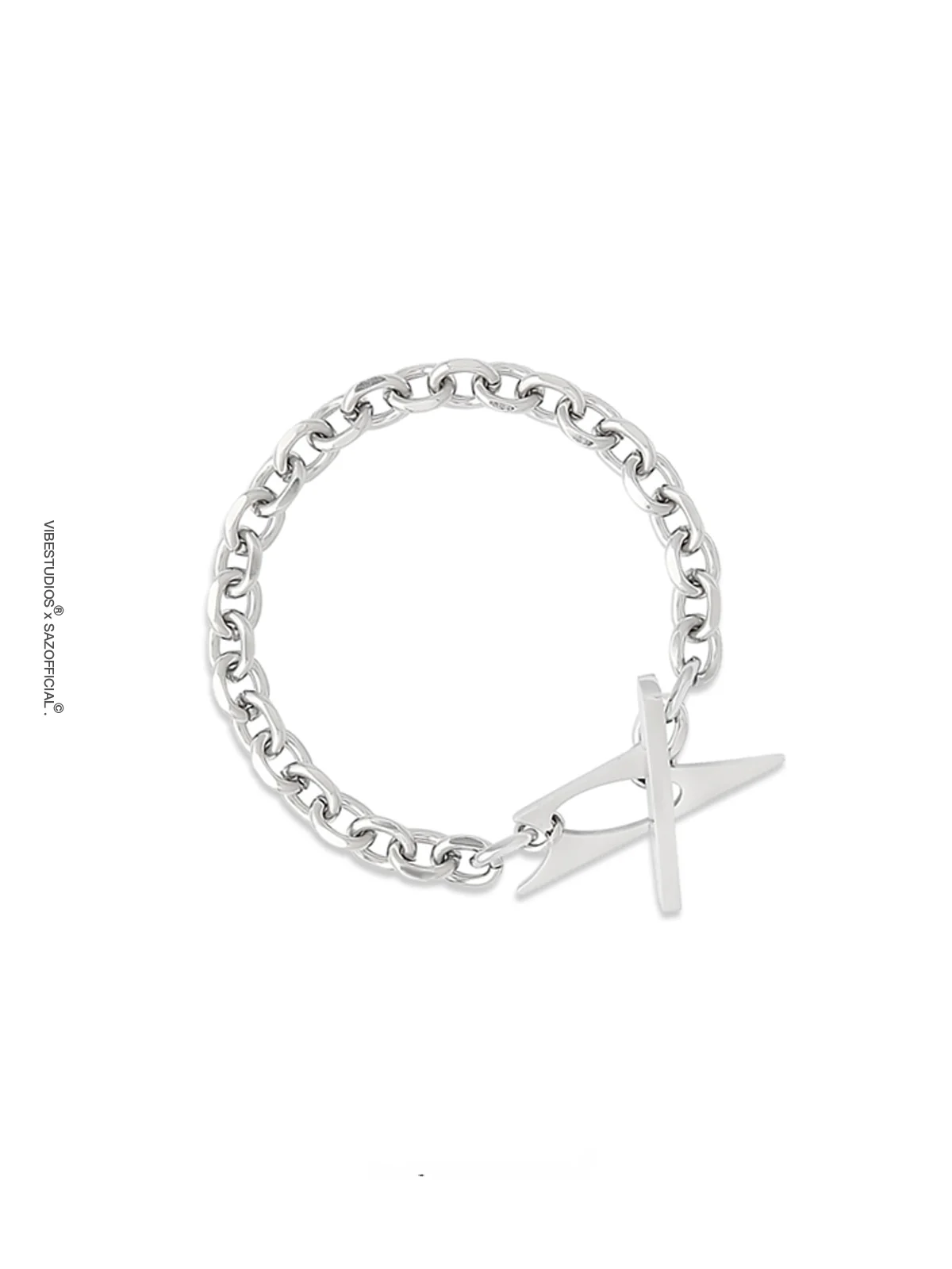 Saz Ruoshuai Metal Sle High Sense Boys Twin Solid Titanium Steel Trendy Thick Cuban Men and Women Bracelet