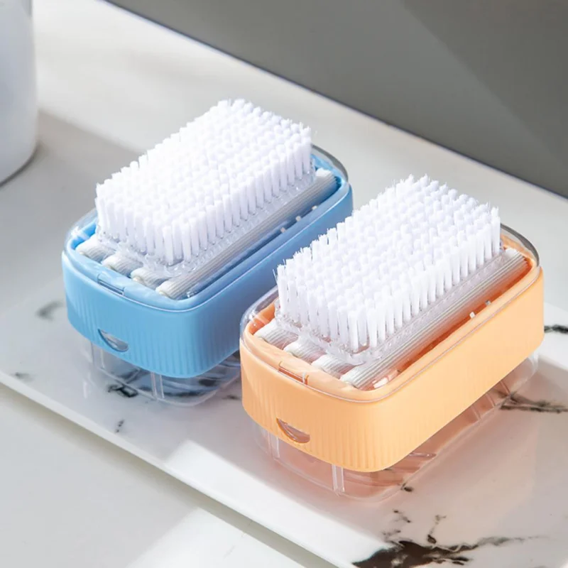 

Foaming Soap Box with Brush Drain Holes Spring Design Non-slip Detachable 2 in 1 Plastic Soft Roller Soap Holder Laundry Tools